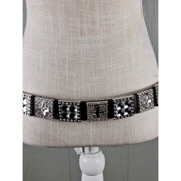 Brown Western Leather Belt Rhinestone Rodeo‎ Queen Sparkle 36 M Cross Biker Punk main image 12